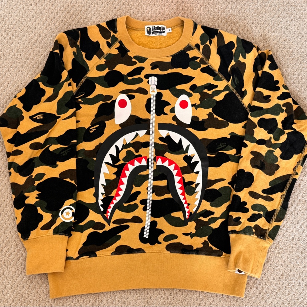 Bape Yellow Camo Shark Sweatshirt